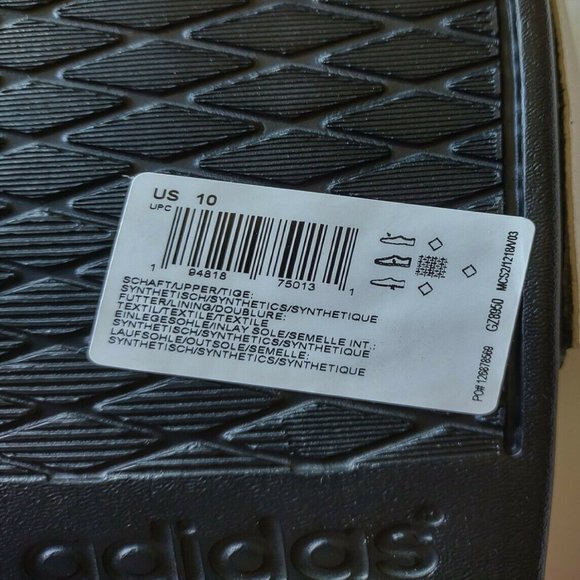 Adidas Slides Slipper Sandals Black & White 10M / 11W New NWT - Picture 10 of 10
